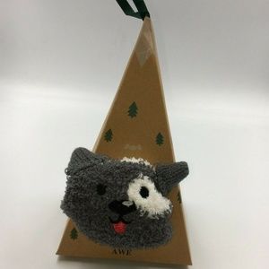 Awe Socks Animal Fuzzy W/ Holiday Ornament Box One